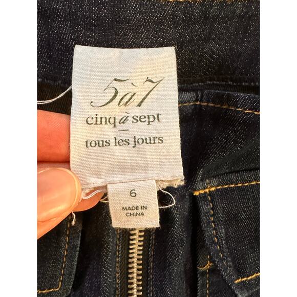 Cinq a Sept Azure Wide Leg Stitched Jeans Size 6 - Picture 9 of 10